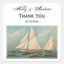 ヴィンテージ航海のヨットレーシング#1ギフトラベルシール スクエアシール