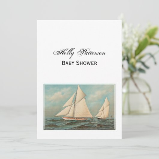ヴィンテージ航海のヨットレーシング#1ベビースシャワー 招待状 (スタンド正面)