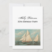 ヴィンテージ航海のヨットレーシング#1誕生日 招待状 (正面)