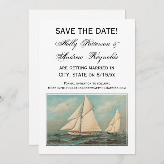 ヴィンテージ航海のヨットレース#1日付を保存 招待状 (正面/裏面)
