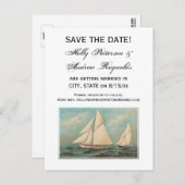 ヴィンテージ航海のヨットレース#1日付を保存 案内ポストカード (正面/裏面)