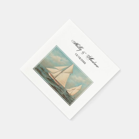 ヴィンテージ航海のヨットレース#1 スタンダードカクテルナプキン (角)
