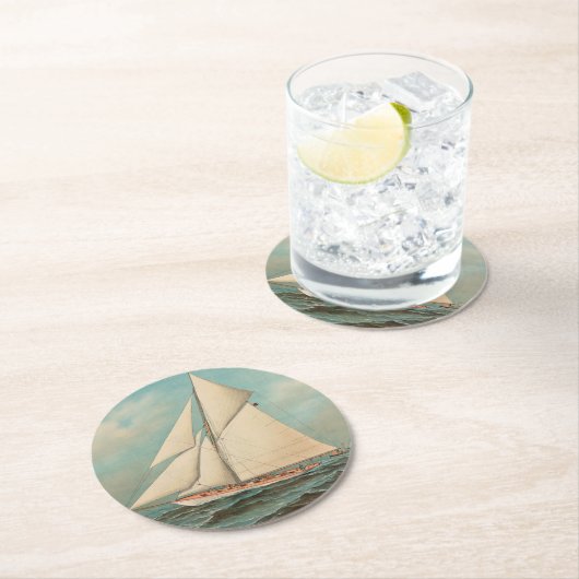 ヴィンテージ航海のヨットレース#1 ラウンドペーパーコースター (インサイチュ)