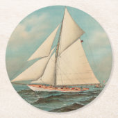 ヴィンテージ航海のヨットレース#1 ラウンドペーパーコースター (正面)