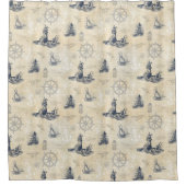 ヴィンテージ航海のライトハウスイルボーツコースタルホテル シャワーカーテン (正面)