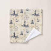 ヴィンテージ航海のライトハウスイルボーツ バスタオルセット (ウォッシュタオル)