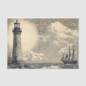 ヴィンテージ航海のライトハウスセーリング船デクページ 薄葉紙 (正面)