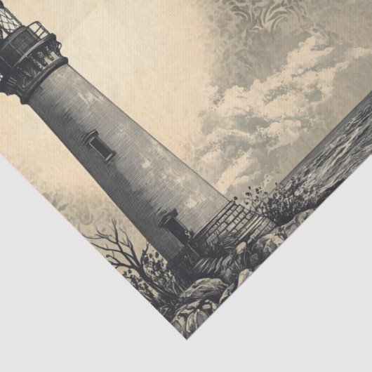 ヴィンテージ航海のライトハウスセーリング船デクページ 薄葉紙 (詳細)