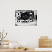 ヴィンテージ航海のラジオ白黒 ポスター (キッチン)