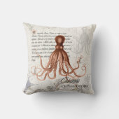 ヴィンテージ航海のレッドタコイラストレーション クッション (正面)