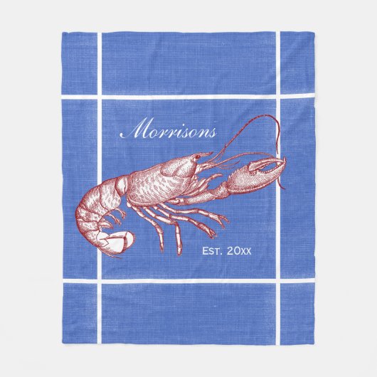 ヴィンテージ航海のレッドロブスターカスタムビーチハウス フリースブランケット (正面)