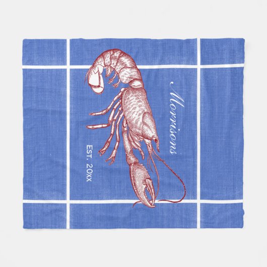 ヴィンテージ航海のレッドロブスターカスタムビーチハウス フリースブランケット (正面(横))