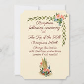 ヴィンテージ航海のロマンチックな帆船と花 招待状 (裏面)