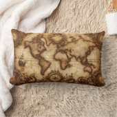ヴィンテージ航海の世界地図 ランバークッション (ブランケット)