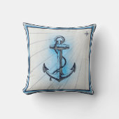 ヴィンテージ航海の出荷いかり クッション (正面)