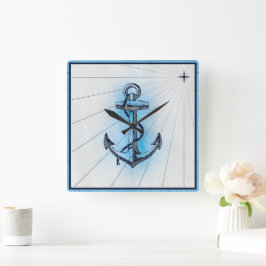 ヴィンテージ航海の出荷いかり スクエア壁時計