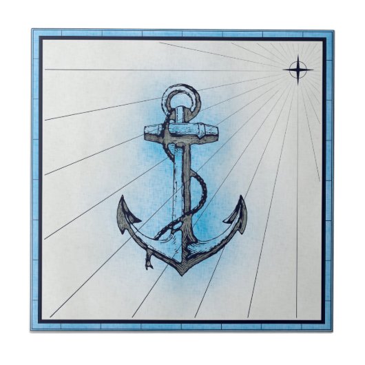 ヴィンテージ航海の出荷いかり タイル (正面)