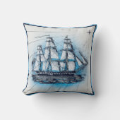 ヴィンテージ航海の出荷グラフ クッション (正面)