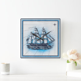 ヴィンテージ航海の出荷グラフ スクエア壁時計