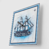 ヴィンテージ航海の出荷グラフ スクエア壁時計 (傾斜)