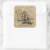 ヴィンテージ航海の帆船航法マップ スクエアシール (バッグ)