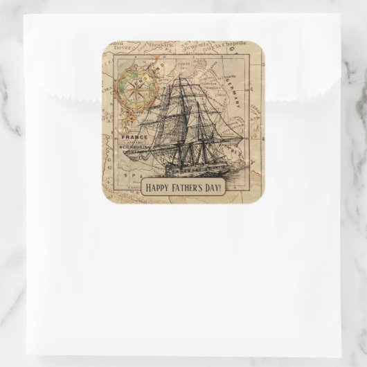 ヴィンテージ航海の帆船航法マップ スクエアシール (バッグ)