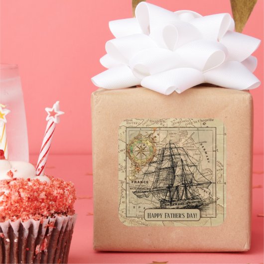 ヴィンテージ航海の帆船航法マップ スクエアシール (パーティー)