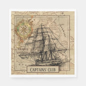ヴィンテージ航海の帆船航法マップ スタンダードランチョンナプキン (正面)