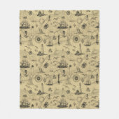 ヴィンテージ航海の帆走船いかりコースタルディコル フリースブランケット (正面)