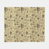 ヴィンテージ航海の帆走船いかりコースタルディコル フリースブランケット (正面(横))