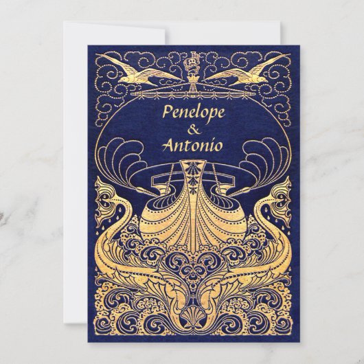 ヴィンテージ航海の旧ファッションド結婚式招待状 招待状 (正面)