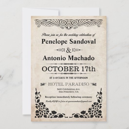 ヴィンテージ航海の旧ファッションド結婚式招待状 招待状 (裏面)