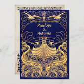 ヴィンテージ航海の旧ファッションド結婚式招待状 招待状 (正面/裏面)