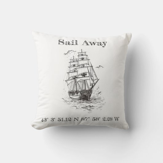 ヴィンテージ航海の枕 クッション (正面)