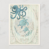 ヴィンテージ航海の海の生物 ポストカード (正面)