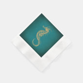 ヴィンテージ航海の海アートシーホース 縁ありカクテルナプキン (角)