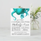 ヴィンテージ航海の海タコのカップルのシャワー 招待状 (スタンド正面)