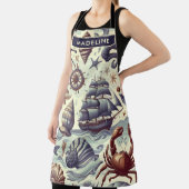 ヴィンテージ航海の海洋生物イラストレーション エプロン (インサイチュ)