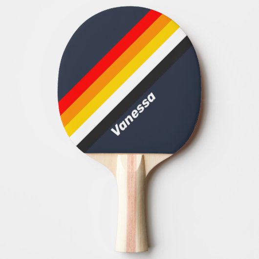 ヴィンテージ航海の港ストライプの（名称） 卓球ラケット (正面)