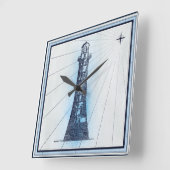 ヴィンテージ航海の灯台 スクエア壁時計 (傾斜)