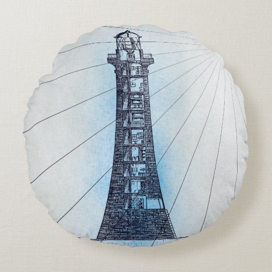 ヴィンテージ航海の灯台 ラウンドクッション (正面)