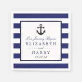 ヴィンテージ航海の炭いかり結婚ズ スタンダードカクテルナプキン (正面)