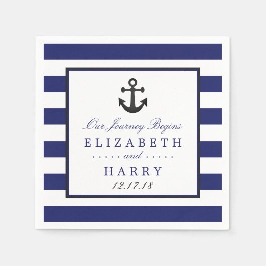 ヴィンテージ航海の炭いかり結婚ズ スタンダードカクテルナプキン (正面)