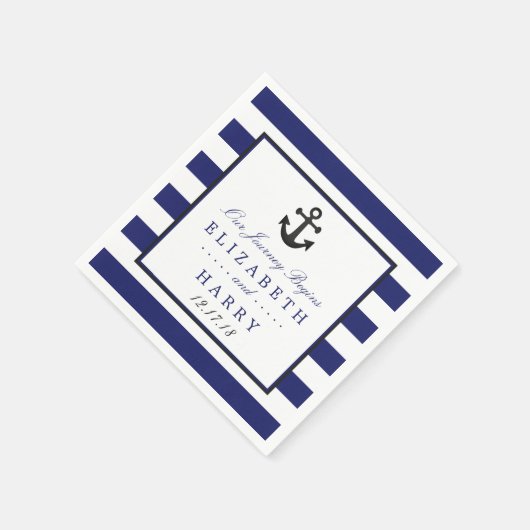 ヴィンテージ航海の炭いかり結婚ズ スタンダードカクテルナプキン (角)