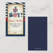 ヴィンテージ航海の男の子の赤ちゃんシャワーおむつラッフル エンクロージャーカード (正面/裏面)