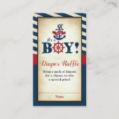 ヴィンテージ航海の男の子の赤ちゃんシャワーおむつラッフル エンクロージャーカード (正面)