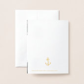 ヴィンテージ航海の結婚いかり金ゴールド 箔カード (裏面封筒付き)