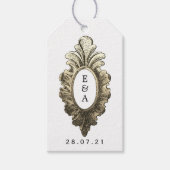 ヴィンテージ航海の結婚モノグラム ギフトタグ (正面)