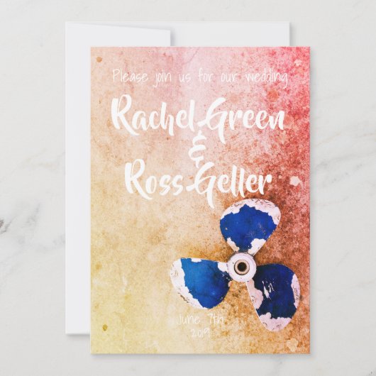 ヴィンテージ航海の結婚式招待状 招待状 (正面)