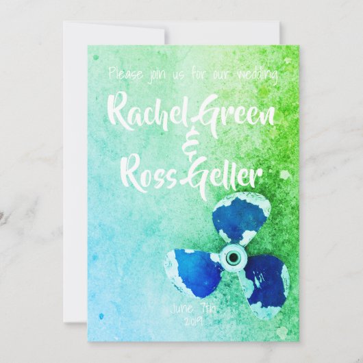 ヴィンテージ航海の結婚式招待状 招待状 (正面)